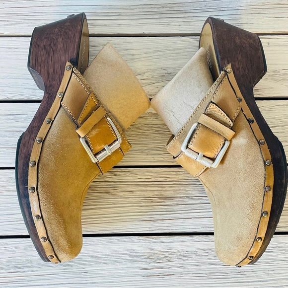 MICHAEL KORS Suede Clogs Wooden Size 8 Taupe - Picture 6 of 9